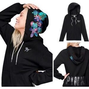VS PINK TROPICAL BLING FLORAL HOODIE